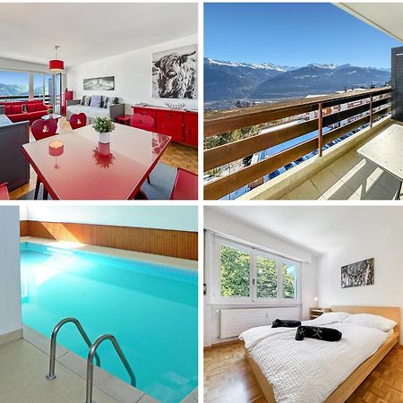 Pied-A-Terre In Crans-Montana, Pool And View - Swiss Alps Leilighet Eksteriør bilde